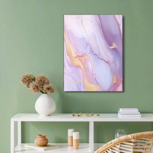 Lienzo de lavanda y mármol, un cuadro abstracto de 70x100cm para la pared del dormitorio. 2