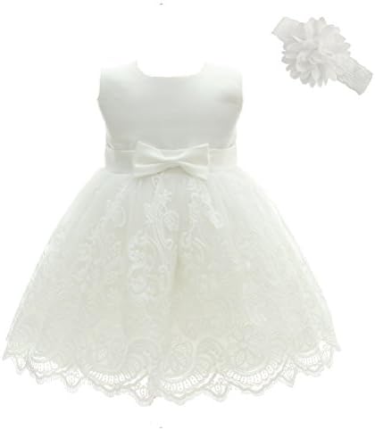 Moon Kitty Baby Girls Embroideries Baptism Dresses Christening Special Occasions Gown for Baby Girl White 6M(6-10Months)