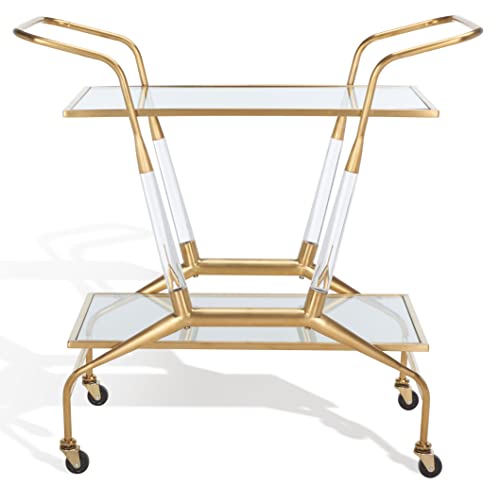 Safavieh Couture Collection Sherise Acrylic Kitchen Wheels Bar Cart, Clear/Gold #TOP1
