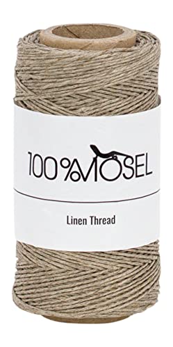 100%Mosel Leinenkordel, in Naturbraun, (1 mm x 100 m), gewachste Schnur aus Leinen, dünnes Geschenkband für Hochzeitsdekorationen, Verpackungsmaterial für jeden Anlass Cover