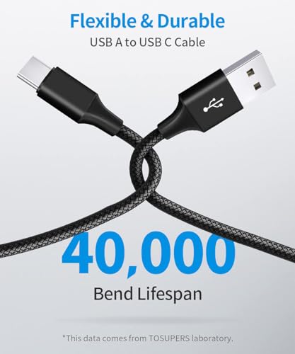Image of Mizi USB-C to USB-A Cable 6.6ft, 3A Fast Charging Cord Compatible with Samsung Galaxy /Pixel /Xiaomi /MacBook /Dell /Asus /iPad - Black