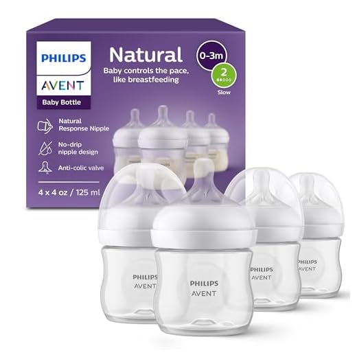 Philips AVENT Biberón natural con pezón de respuesta natural, transparente, 4 onzas, paquete de 4, SCY900/04