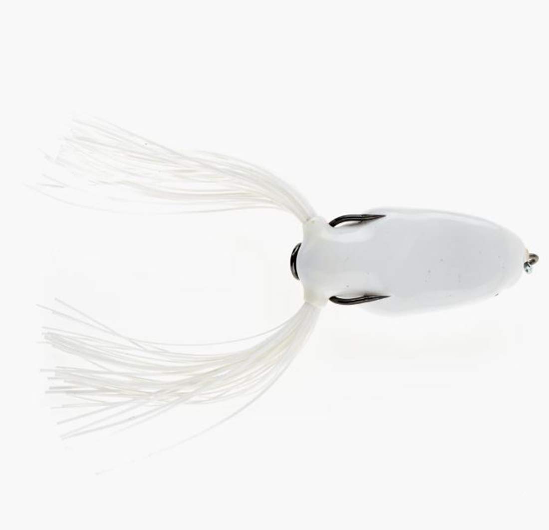 Scum Frog Pro Series Topwater Bass Fishing Hollow Body Frog Lure with Weedless Hooks, Bright White