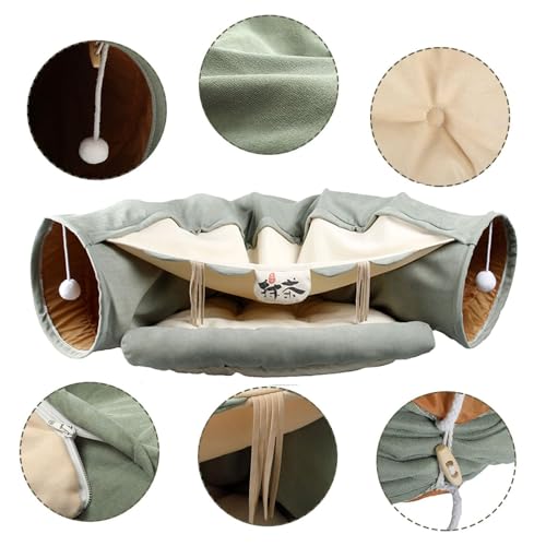 Cama multifuncional para gatos con túnel integrado de alta suavidad 7
