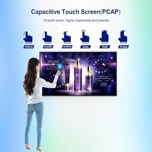 Image of 32inch Wall Mount Digital Signage, 2K UHD Touchscreen IPS Digital Display, 500nits High Brightness Monitor, CMS /U-Disk Plug&Play, 24 /7 Operation, Smart Split Screen, Android 11 OS Advertising Display