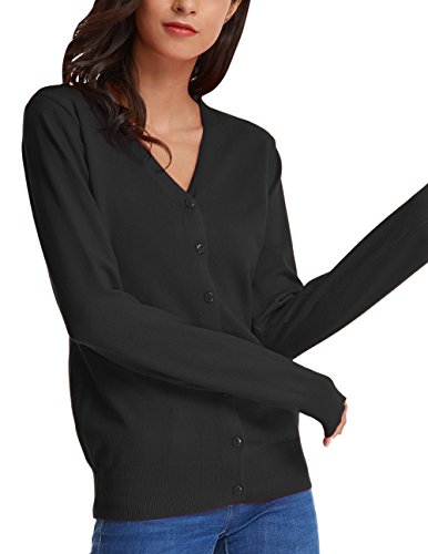 Women's Slim Fit Cardigan Lightweight Knitwear Plus Size Sweater (2Xl,Black) #TOP5