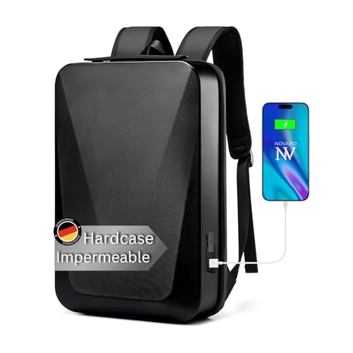 NOVARO Mochila para ordenador portátil de 15,6 pulgadas, 24 L, impermeable, antirrobo, mochila de negocios y trabajo, con 6 compartimentos, acolchada, para hombre y mujer, bolsa para portátil