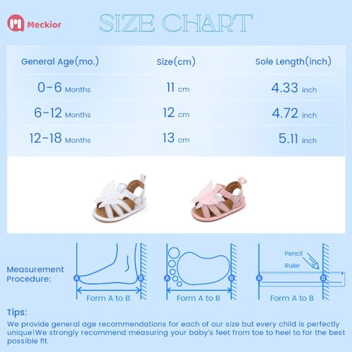 Image of Meckior Baby Toddler Infant Girls PU Leather Soft Open Toe Summer Sandals Flower Princess Flat Shoes