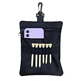 CORECISE Golf Tee Pouch Bag,Zipper Golf Ball Bag,Golf Accessory Pouch,Golf Accessories Holder,Black