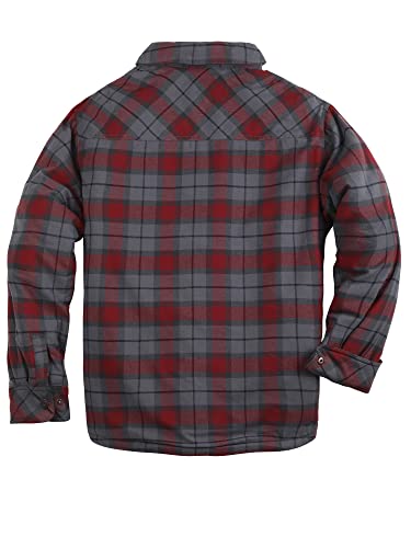 Image of COEVALS CLUB Men's Flannel Shacket Casual Button Snap Sherpa Quilted Lined Premium Jacket Shirts
