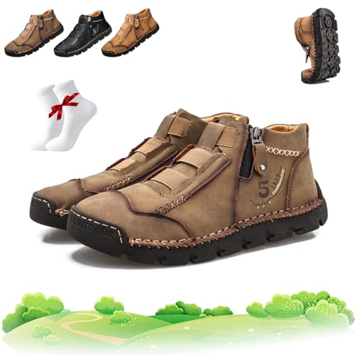 Matufit Shoes for Men, Matufit Orthopedic Shoes for Men, Waterproof Non-Slip Lightweight Side Zip Slip-On Flats with Arch Support