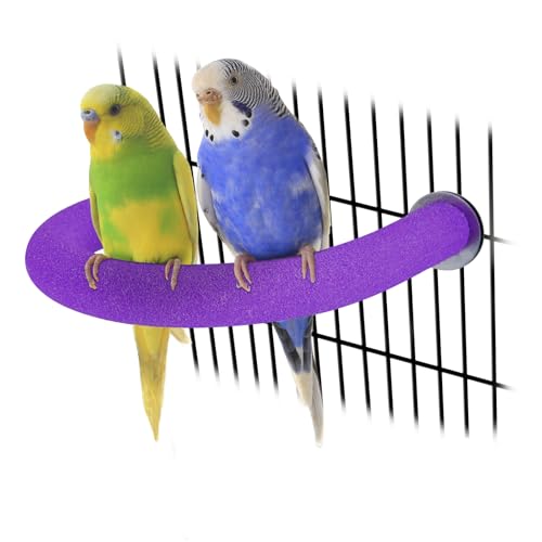 Image of RYPET Parrot Perch Rough-surfaced - Quartz Sands Bird Cage Perches for Medium to Large Bird, U Shape Purple Small