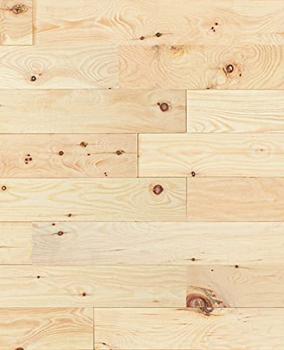 wodewa Wandverkleidung Holz selbstklebend 3D Echtholz Zirbe 1m² Wandpaneele Moderne Wanddekoration Holzverkleidung Holzwand Wohnzimmer Küche Schlafzimmer