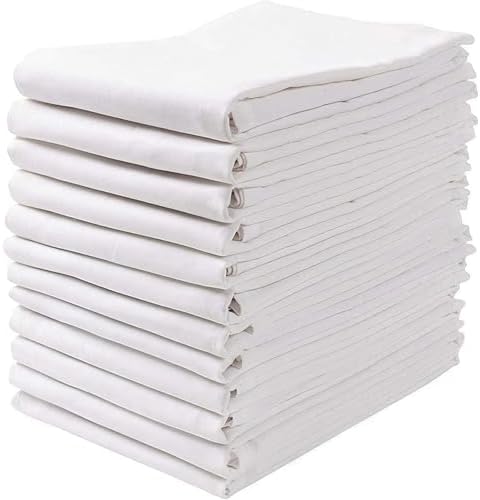 Wealuxe Flour Sack Dish Towels for Kitchen, 12 Pack, 28x28 - Lint-Free, Super-Absorbent Cotton Tea Towels for Kitchen Drying, Bread Proofing, Baking, Crafting, Embroidery