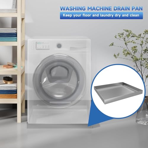 Waschmaschine Drain Pan 27 x 25 x 2,5 Zoll, 304 Edelstahl Geschirrspüler Drain Pan, Heavy Duty Waschmaschine Drip Tray, Waschmaschine Tray für Bodenschutz, kein Loch