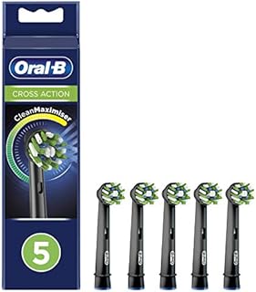 Oral-B Cross Action Replacement Heads for Electric Toothbrush, Pack of 5 Replacement Heads, CleanMaximiser Technology Removes up to 100% More Plaque, Black