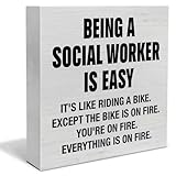 Social Worker Appreciation Gifts, Social Worker Office Decor Being a Social Worker Is Easy Wooden Sign Home Office Cubicle Decor for Desk Shelf Table