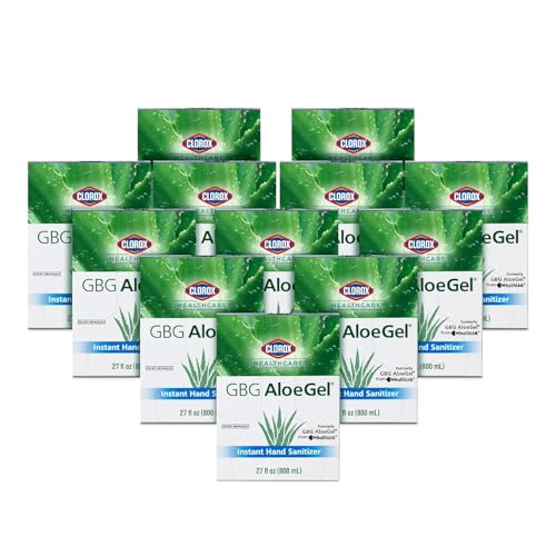 Clorox Healthcare GBG AloeGel Hand Sanitizer Gel Refill Bag in Box, Bleach-Free Moisturizing Gel with 64% Ethyl Alcohol, Aloe Vera and Vitamin E - FDA Registered, 27 Fl Oz - 12 Pack