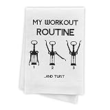 APRON DADDY Funny Kitchen Towels - My Wine Workout Routine, Decorative Dish Towels with Sayings,...