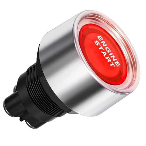 Gebildet Universal SPST 12V-24V/50A Push Start Ignition Switch, LED Car Engine Start Stop Button Momentary Start Switch for Car Truck Boat RV ATV