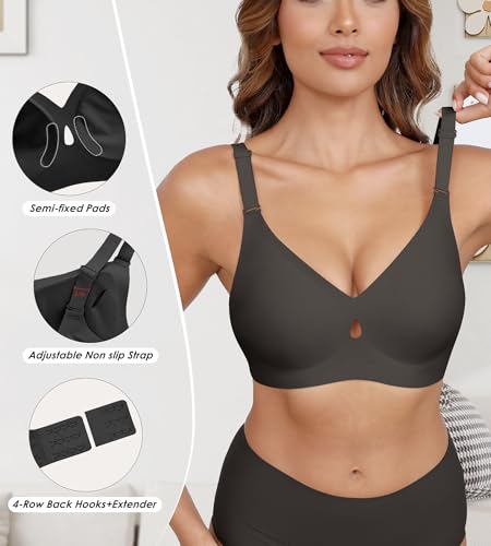 Image of DEANGELMON Bras for Women No Underwire Wireless Push Up Bras - Seamless Full Coverage Bralettes Comfortable Everyday Bra