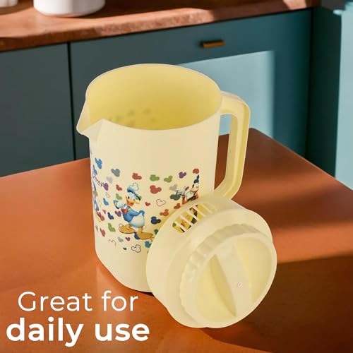 Image of Kuber Industries Pack of 6 Plastic Jug for Kitchen | 2 Ltr | Multipurpose Jug for Water, Milk & Juice | Perfect for Daily Use in Kitchen, Home, Office & Events | Disney Team- Cream & Black