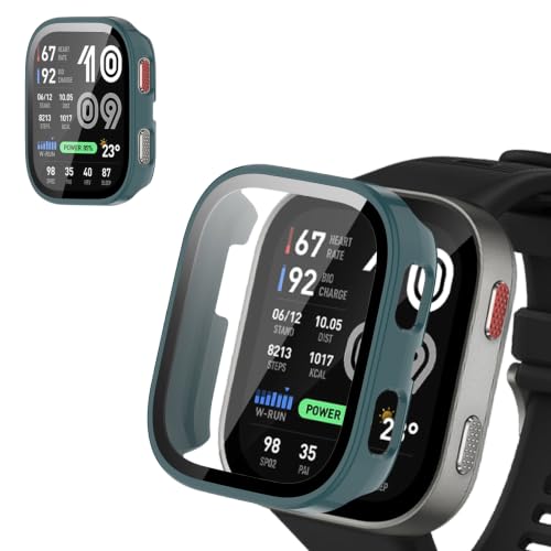 Amazfit Bip Max 5.26�C���`�X�}�[�g�E�H�b�`�p�P�[�X�J�o�[ �I�[���C�������ی�J�o�[ �����K���X�X�N���[���v���e�N�^�[�t�� TPU�n�[�h�o���p�[ ���h�~ �ϏՌ� HD�N���A �^�b�`�Z���V�e�B�u (�O���[��)