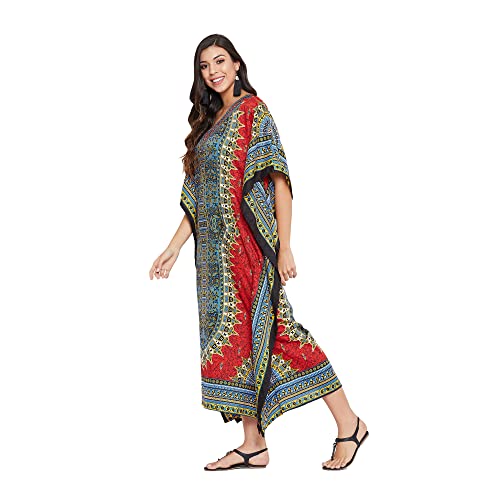 Image of Oussum Plus Size Kaftan Dresses for Women, Polyester Summer Caftan Cover Up Maxi Beach Dress, 1X-3X