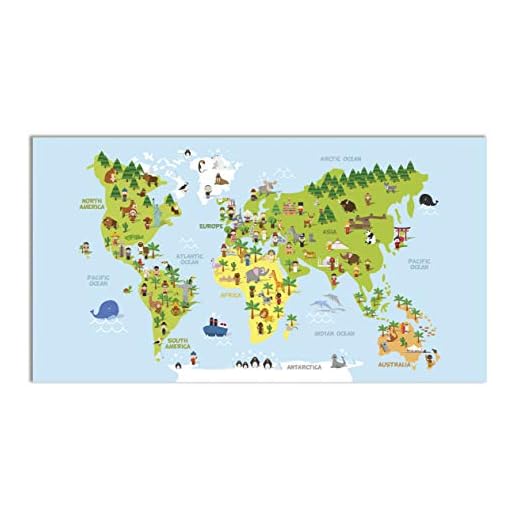 Panorama Alfombra Vinílica Mapamundi Infantil 120x170cm - Alfombra Infantil Vinilo - Alfombra Salón Antideslizante, Antihongos e Ignífuga - Alfombras Grandes - Alfombras PVC