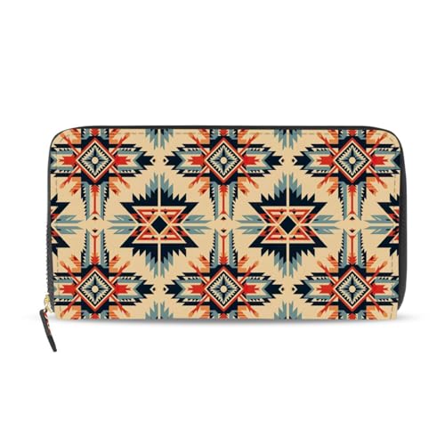 American Indian Ethnic Pattern Women's Large Capacity Wallets Holder Wallet Credit Card Clutch Coin Pocket Pu Leather Zipper Closure Deal Gift for Women 21219819