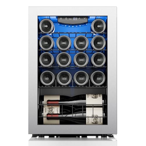 Ca’Lefort Wine Fridge, 20 Bottles Wine Cooler with Digital 38-65℉ Temper Control, Wine Cooler Refrigerator Freestanding and Under Counter with Anti-U V Glass Door for Home Office Dorm