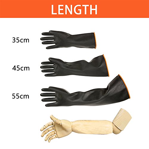 Thxtoms Heavy Duty Latex Gloves, Resist Strong Acid, Alkali And Oil, 14", 1 Pair #TOP5