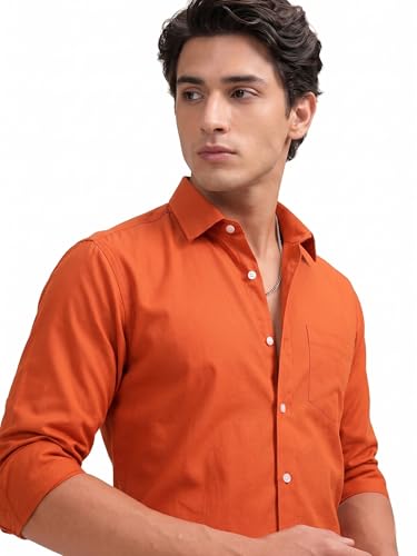 Image of Cozytton Men's Pure Cotton Solid Stylish Casual & Formal Wear Shirt | Stylish Regular Fit Full Sleeve Comfortable Office Party Trendy Shirt - Multi Color