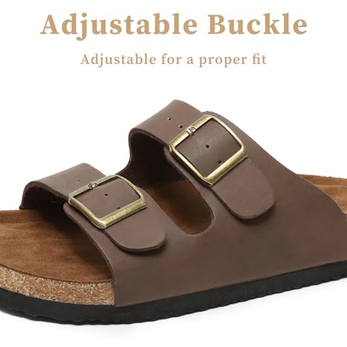 Yozuru Womens Flat Sandals Cork Footbed Slides with Arch Support Adjustable Buckle Slip on Slides Summer Open Toe Beach Sandals2