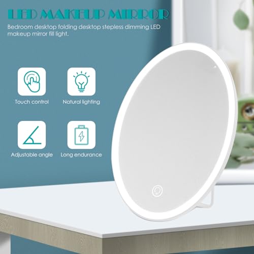 Espejo de maquillaje LED portátil con control táctil miniatura 7