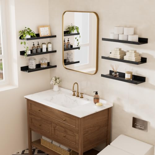 Image of BAYKA 15.7x4.13 Floating Shelves for Wall,Room Decor,Raised Lip,6 Pack