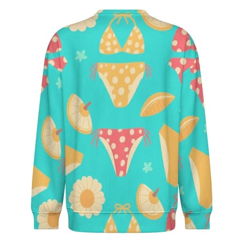 MoBlinko Summer Bikini Flowers Mens Sweater Crewneck Sweater Lightweight Sweaters for Men Long Sleeve Pullover3