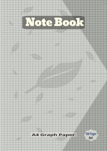  Grey A4 Graph Paper Notebook  500 Pages  Large 8.27 x 11.69 inch  Quad Ruled 4x4 Graphing Composition Book for Students, Engineers, Artists & Math Work