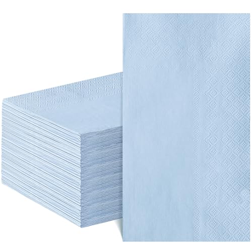 NatNarr 60 Pcs Light Blue Napkins Disposable Blue Dinner Guest Hand Towels