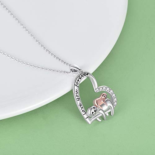 VONALA Faultier Geschenke 925 Sterling Silber Faultier Halskette für Frauen Mädchen Süße Tierherz Anhänger Schmuck Muttertag Geschenke - 2