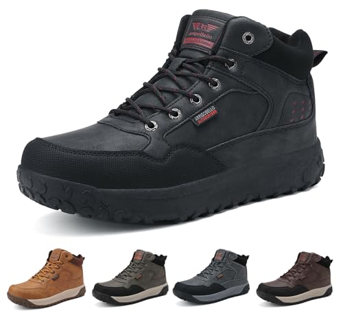 ARRIGO BELLO Scarpe Invernali Uomo Stivali Neve Foderati di Caldo Scarpe Trekking Alpinismo Antiscivolo 41-46 (Nero 46)