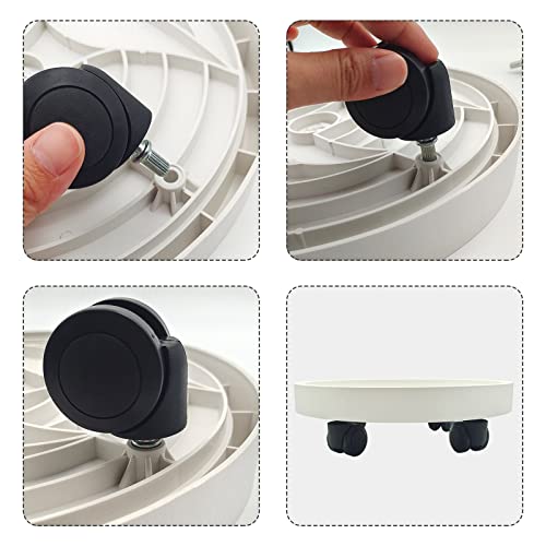 Itechpanda Outdoor Roll Around Plant Caddy With Wheeled Planter Pallet, Heavy Duty Plant Tray Round Planter Trolly For Moving Large Potted Trees,Ceramic Heavy Plants (Small) #TOP2