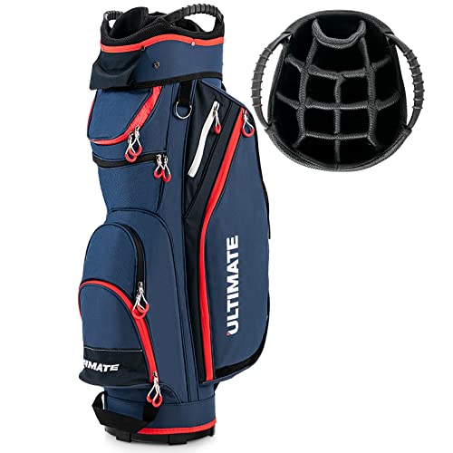 FANTASK Lightweight Golf Bag with Rain Cover Golf Cart Bag 14 Divisions of Club Compartment Also for Use Black and Red