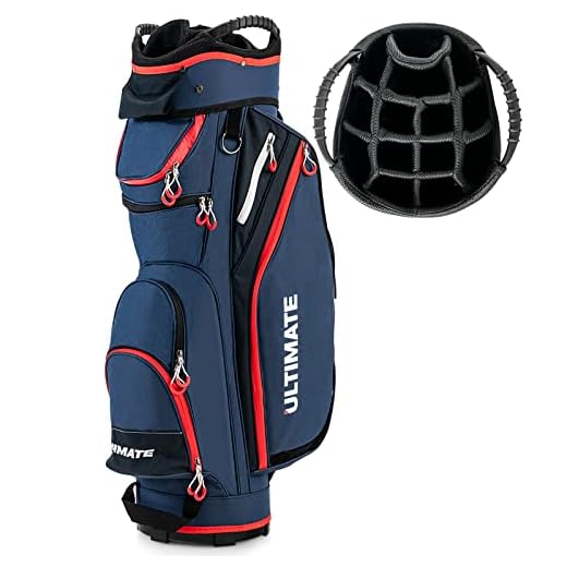 FANTASK Lightweight Golf Bag with Rain Cover Golf Cart Bag 14 Divisions of Club Compartment Also for Use Black and Red