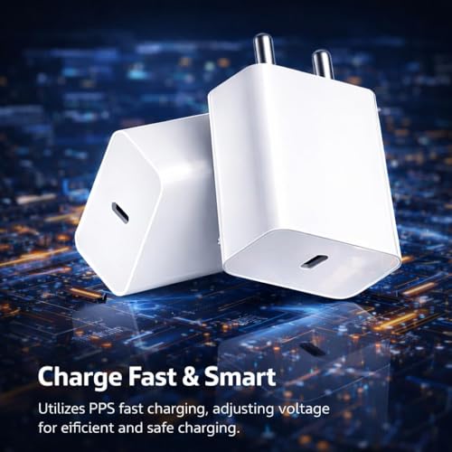 Image of Type C Quick Power Charging Adapter Compatible with Nothing Phone 4a|4a Pro|3|3a Lite|3a Pro|2a| 2a Plus|2|CMF 2 Pro|1|Buds|Rapid Type C Charger Adaptor, White | BIS Certified