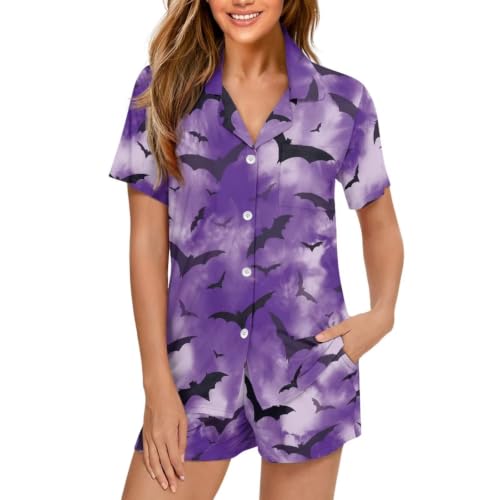 Image of Women's Short Sleeve Sleepwear Pajamas Nightwear with Pockets | skin-friendly breathable material resists pilling fading and deformation after repeated washing