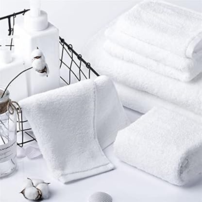 Badetuch-Set, 2 große Badetücher, 2 Handtücher, 2 Gesichtshandtücher, Baumwolle, sehr saugfähige Badezimmerhandtücher, Weiß (Farbe: Grau, Größe: Set mit 6 Handtüchern) (Set mit 6 Handtüchern, Weiß) – Bild 3