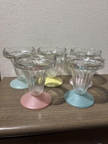 P150 レトロ ガラス製 デザートカップ 5個セット サンデーグラス