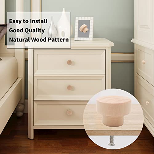 Bmgop 16Pcs Wood Knobs Flat Top Round Cabinet Knobs 1.39"(35Mm) Unfinished Wooden Furniture Drawer Knobs Pulls Handles #TOP2