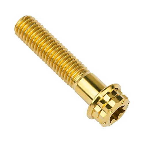 Image of Titanium Flange 12 Point Head M8 x15 20 25 30 35 40 45 50 55 60 65mm Screw Bolt Pack of 4 (M8x35mm, Gold)